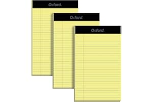 Oxford 5 x 8 Inch Legal Pads, 3 Pack, Narrow Ruled on Both Sides, Canary Yellow Paper, 50 Perforated Sheets Per Writing Pad, Proudly Made in the USA (1017033)