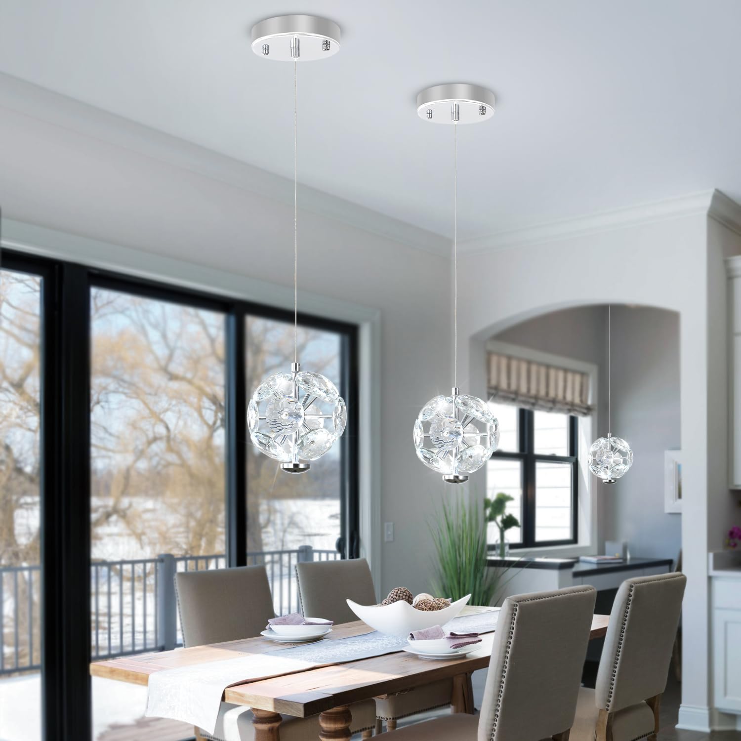 Photo 1 of 1pc.  ykolupty Pendant Lights Kitchen Island Single Head Crystal Island Lights Dining Foyer Entrance Modern Chandeliers 2700-6000K