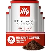 illy Instant Coffee, Classico Medium &amp; Intenso Dark Roast, 3.3oz, 6 Pack | 100% Arabica, Premium Italian Coffee