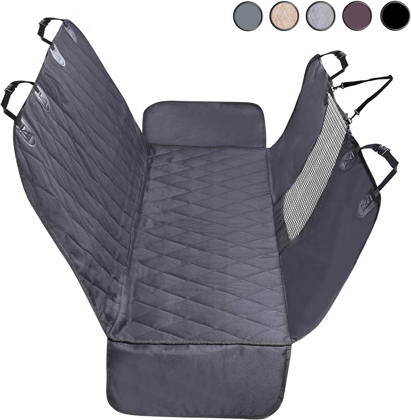 VIVAGLORY Dog Car Seat Cover with Mesh Visual Window L Black Heavy Duty