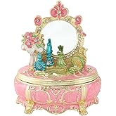 QIFU Elegant Pink Dressing Table Style Enamel Jewelry Trinket Box, Unique Gift for Family