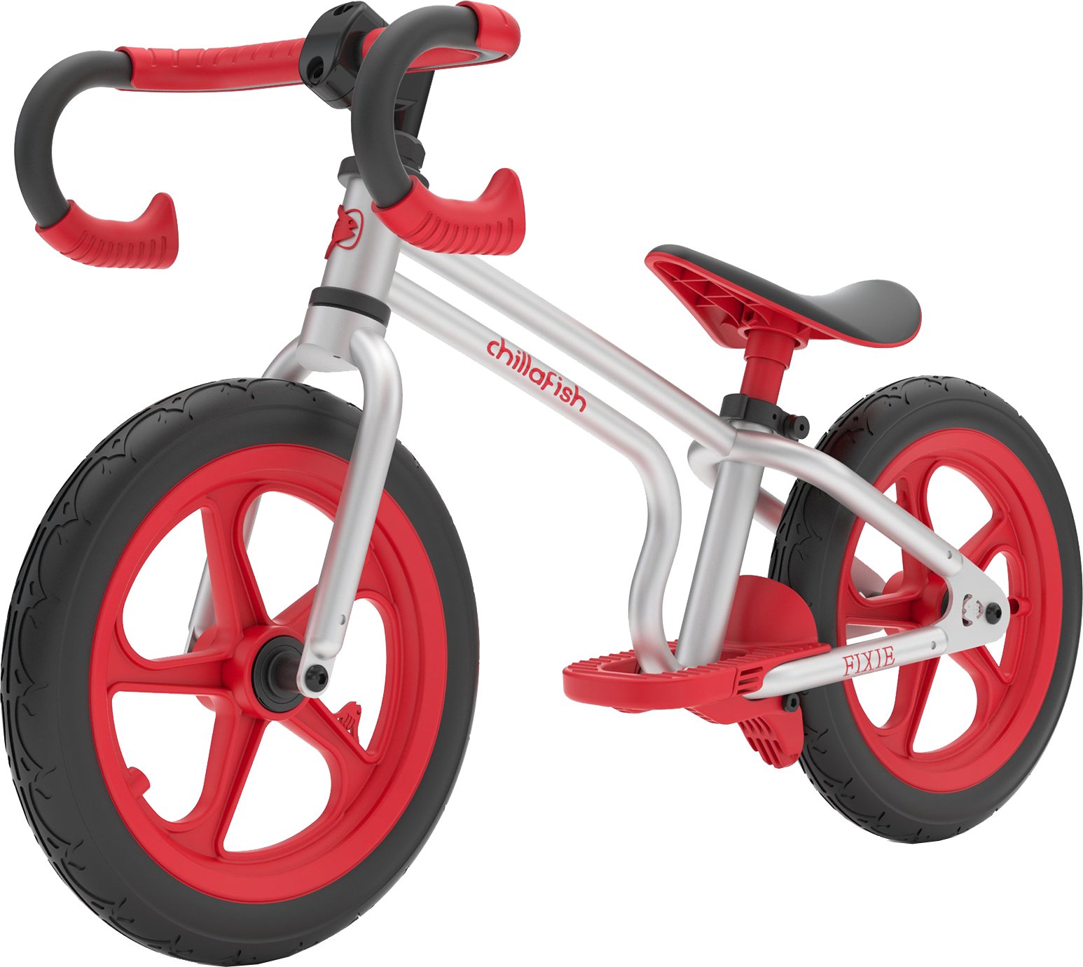 Chillafish Fixie, fixed-gear style racing balance bike, for kids 2-5 year,12" inch no-puncture RubberSkin tires, adjustable drop bar and seat, red
