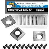 15mm Square Tungsten Carbide Replacement Cutter Inserts Knives 15 x 15 x 2.5mm-4 Edges with 6" Face Radius fit for Woodworking Helical Planer Head and CNC or DIY Wood Lathe Turning Rougher Tools 10pcs