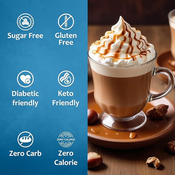 SYRUVIA SUGAR-FREE CHESTNUT PRALINE COFFEE SYRUP – 25.4 FL OZ. PREMIUM COFFEE FLAVORING SYRUP. 0 CALORIES, KOSHER, AND GLUTEN-FREE. PERFECT FOR ENHANCING DRINKS, SODAS, SHAKES, DESSERTS, AND MORE.
