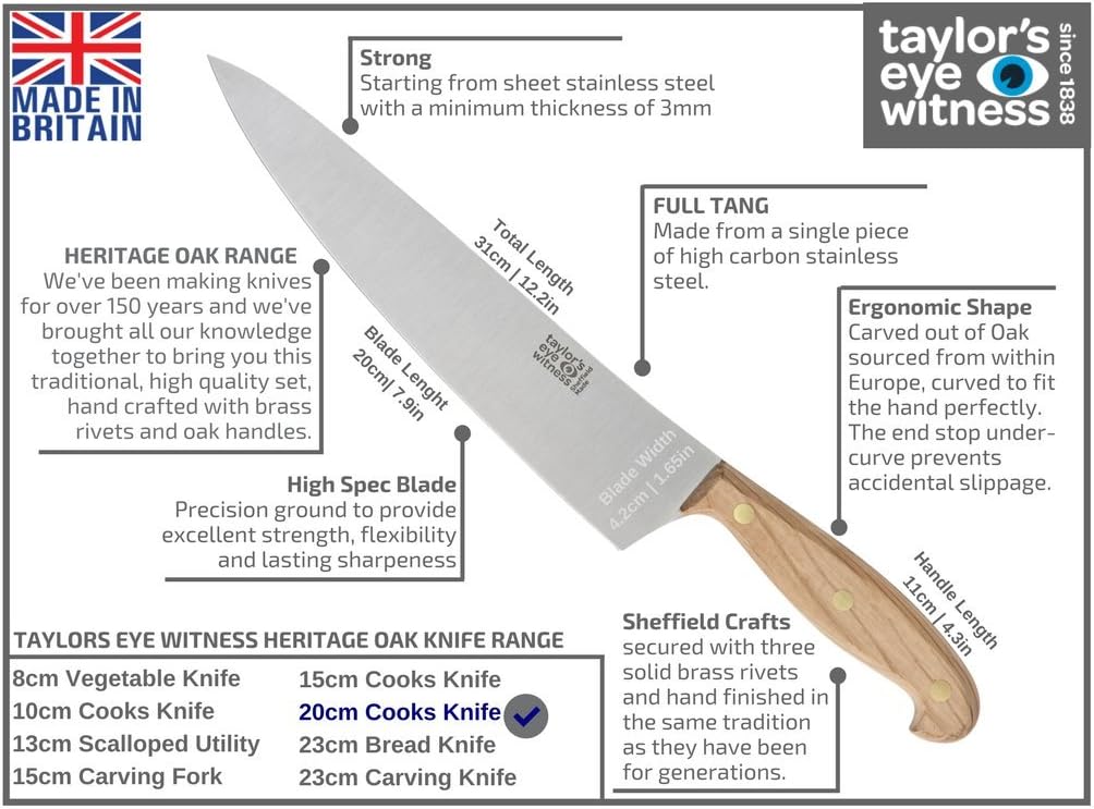 Heritage Oak 8in Cooks Knife - Image 4