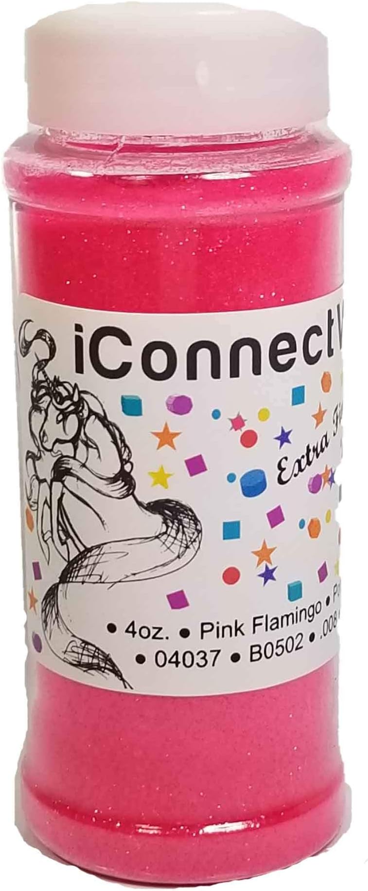 iConnectWith Glitter – Pink Flamingo Neon Pink, Extra Fine Polyester Glitter; Multi-use for Crafts, Decorations, Nail Art, Makeup, Tumblers, Resin Art, and DIY Projects