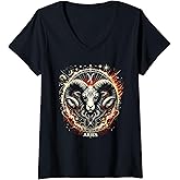 Womens Aries Zodiac Star Sign Constellations for Astrologers V-Neck T-Shirt