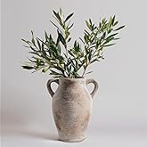 Sunddo 8 inch Rustic Vase for Home Decor, Farmhouse Terracotta Decorative Vase with Handles, Centerpiece Table Decorations, Distressed Living Room, Shelf, Mantle, Entryway, Table Decor