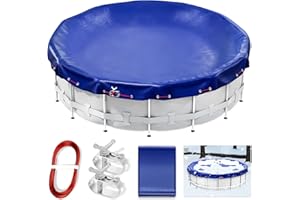 ownwhim 24FT Round Winter Pool Cover for Above Ground Pools with Cable and Winch, UV Protected, Heavy Duty Swimming Pool Cover Ideal for Waterproof and Dustproof, Blue