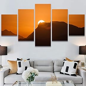 SIGNWIN 5 Panel Canvas Wall Art Sunset in...