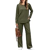 WIHOLL Women's 2 Piece Lounge Sets Sweatshirt Casual Travel Outfits Fashion Wide Leg Tracksuit Cozy Sweatsuits