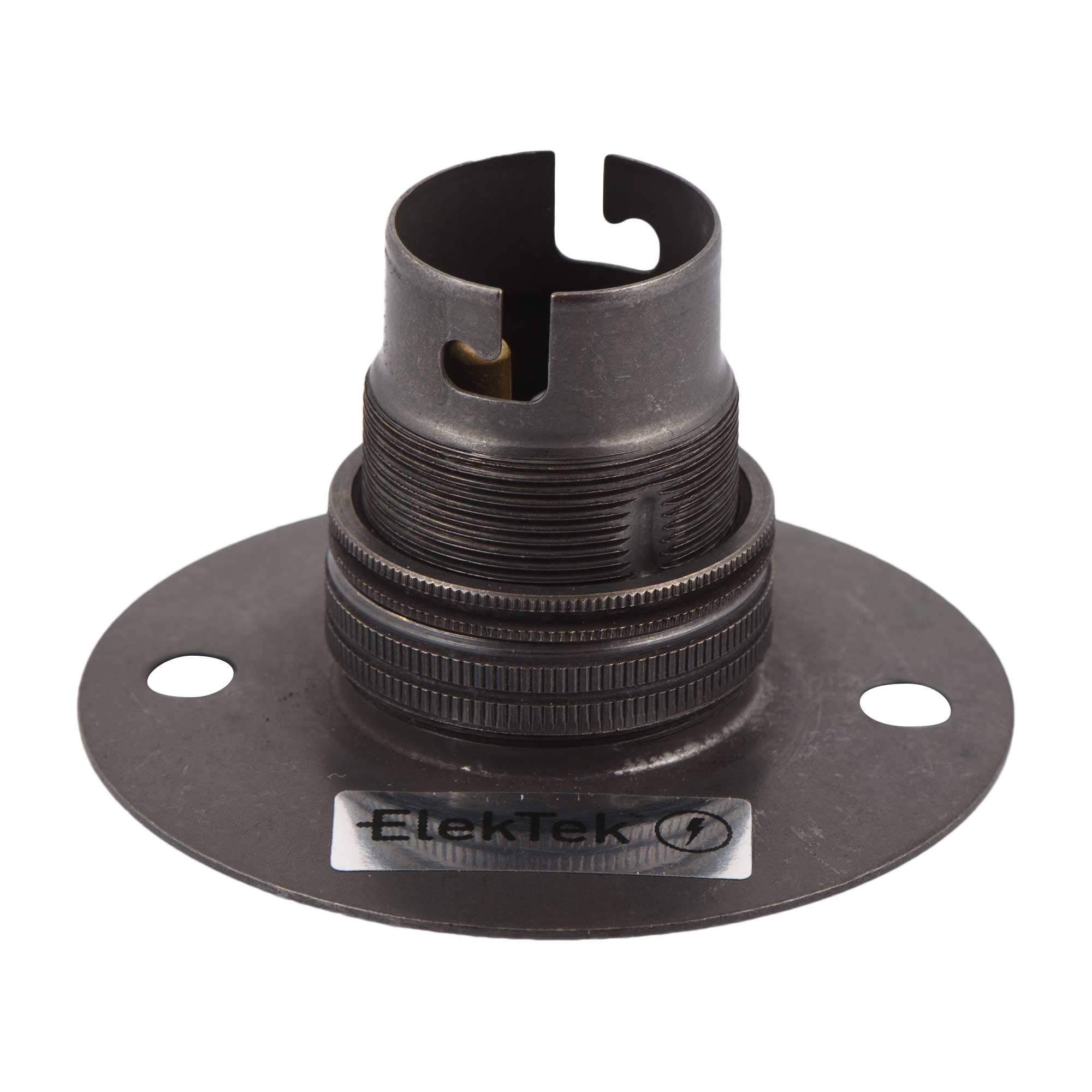 ElekTek Lamp Holder Fixed Batten BC B22 with Shade Ring - Bronze