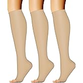 CHARMKING 3 Pairs Open Toe Compression Socks for Women & Men Circulation 15-20 mmHg is Best Support for All Day Wear