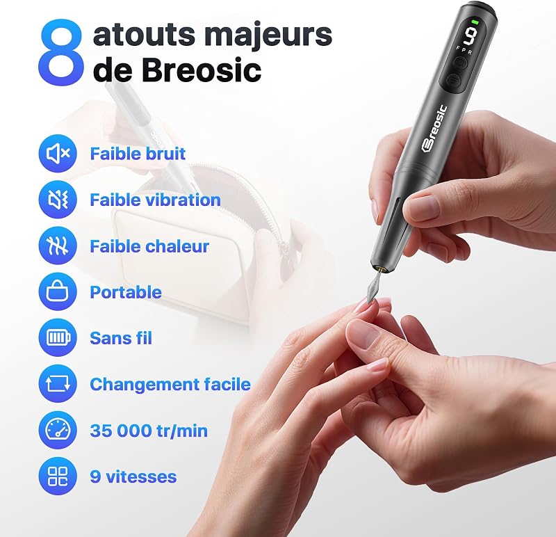 Ponceuse pour Ongles Professionnel Lime à Ongle Électrique Grise — photo 3 sur 8