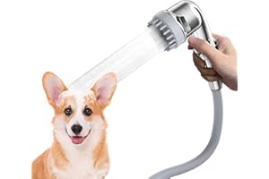 SHANDUS Dog Shower Attachment with 9.84ft Hose, Pet Shower Set for Convenient Dog Bath, 3-mode Handheld Dog Shower Head, Dog Shower Sprayer Attachment Set with Diverter Valve, No Drill Hook, Pet Bathing Tool