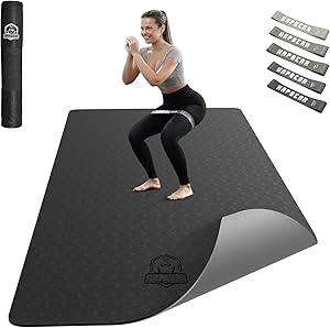 HAPBEAR Yogamatte XXL - 183cmx91cmx6mm Dicke, Extra Groß Rutschfest Breit Yoga Matte, Gymnastikmatte Sportmatte Fitnessmatte, TPE Matte Trainingsmatte, Inklusive Resistance Bands & Tragetasche