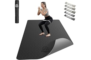 HAPBEAR Large Yoga Mat - 72"x36"x6mm (1/4 inch), Extra Wide Non-Slip Exercise Mat for Home Workout, Yoga, Pilates & Stretching, Durable & Eco-Friendly, Includes Bonus Resistance Bands & Carry Bag