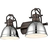 Golden Lighting Yep Duncan 2-Light Vanity in Rubbed Bronze and Chrome Shade