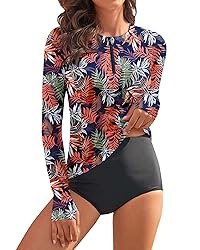 WOWENY Women Rash Guard Long Sleeve Swimsuit Top