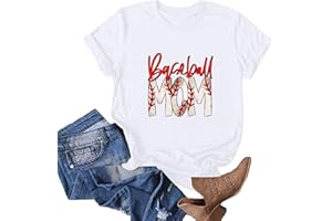 MFNDVD Baseball Mom Shirts for Women Short Sleeve Summer Tops Junior Letter Print Graphic Tee Funny Mom Baseball Shirts