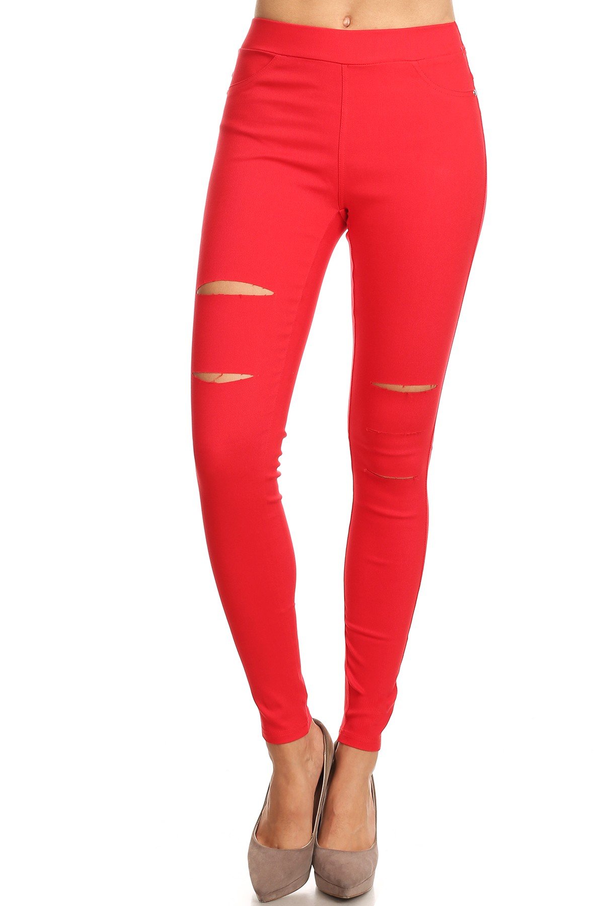 Jvini Women's Pull-On Ripped Distressed Stretch Legging Pants Denim Jean Reg-Plus Size