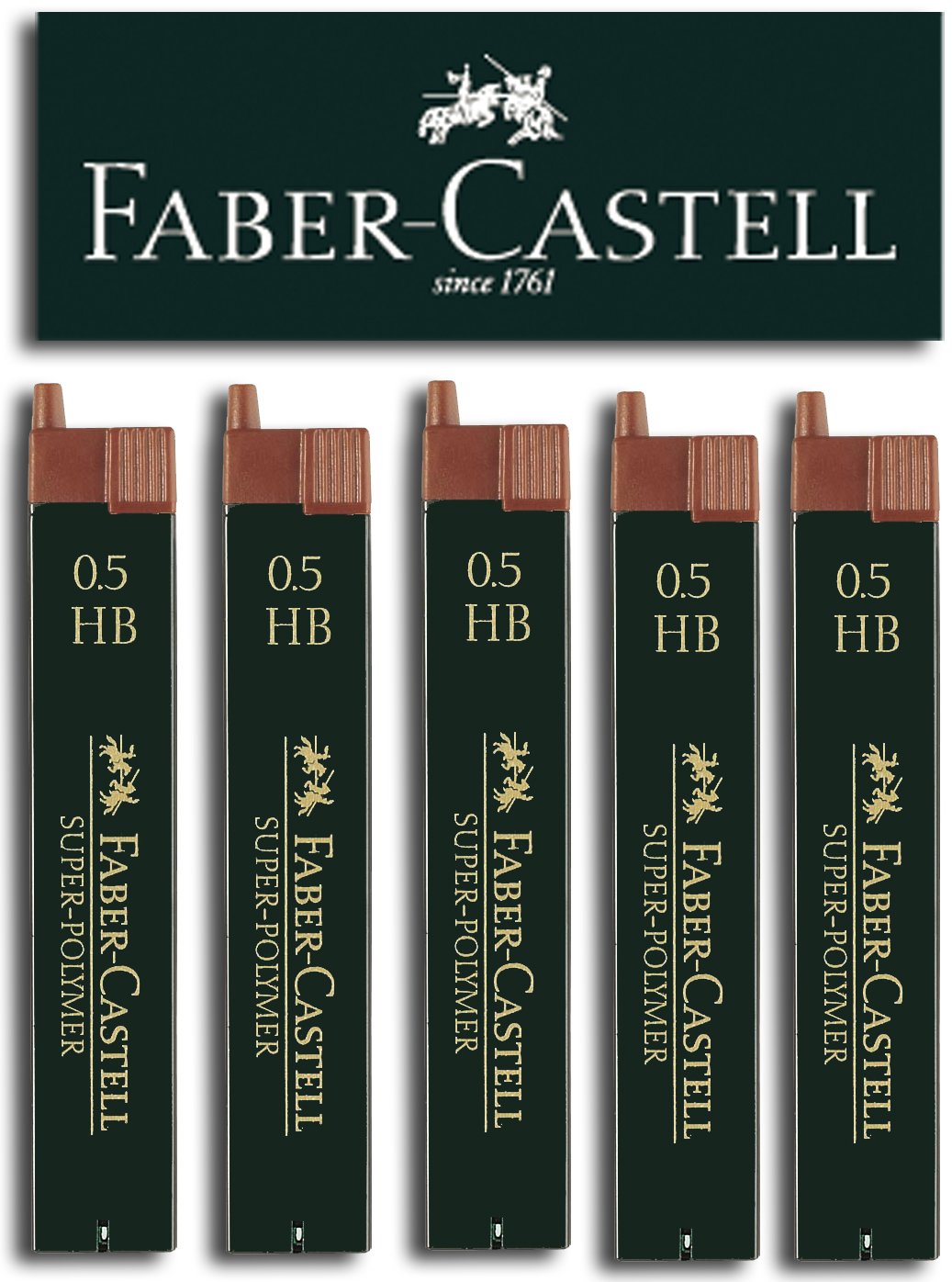 Faber-Castell Super-Polymer Mechanical Leads 5 Tubs 0.5 HB