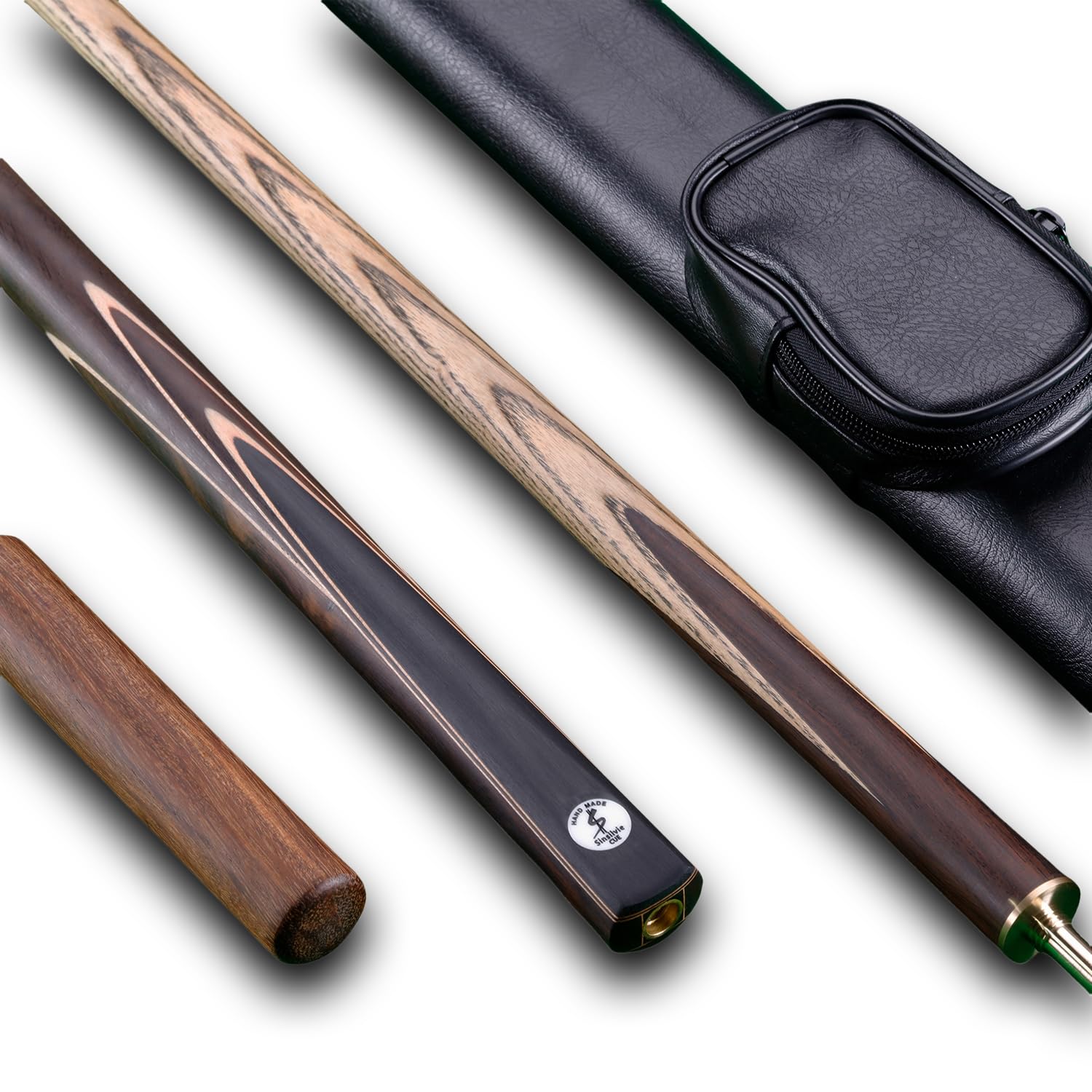 Sinsilvie 3/4 Jointed 57" Snooker Pool Cue with Cue Case and Extension,9.5mm Cup tip.Rosewood,Blackwood or Technology wood (B)