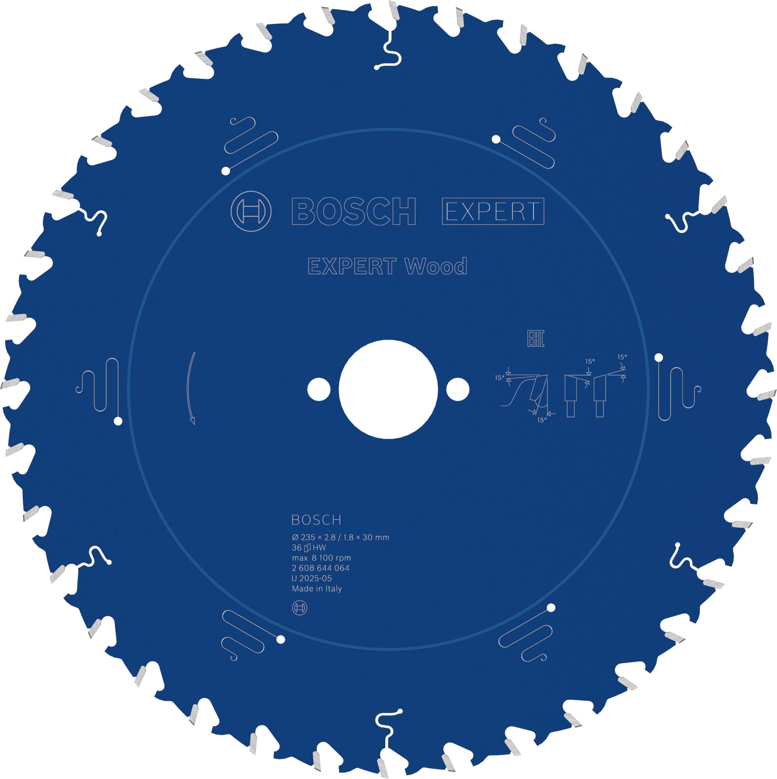 Bosch 1x Expert Wood Corded Circular Saw Blade for Handheld Circular Saw (for Softwood, Hardwood, Ø mm, Professional Accessory Hand-Held Corded Circular Saws)