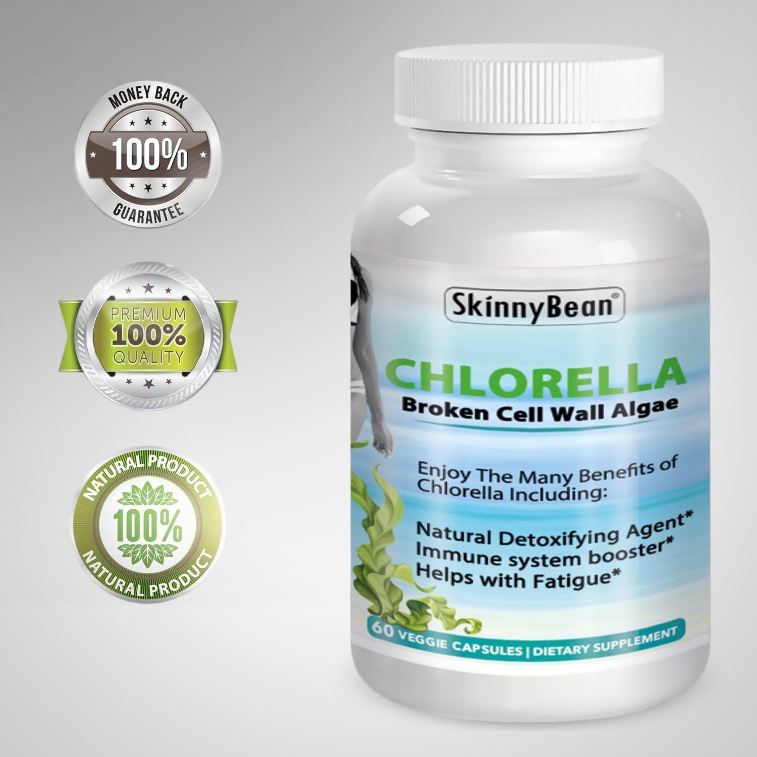 SkinnyBean® CHLORELLA Pure Green Super Food Algae Capsules