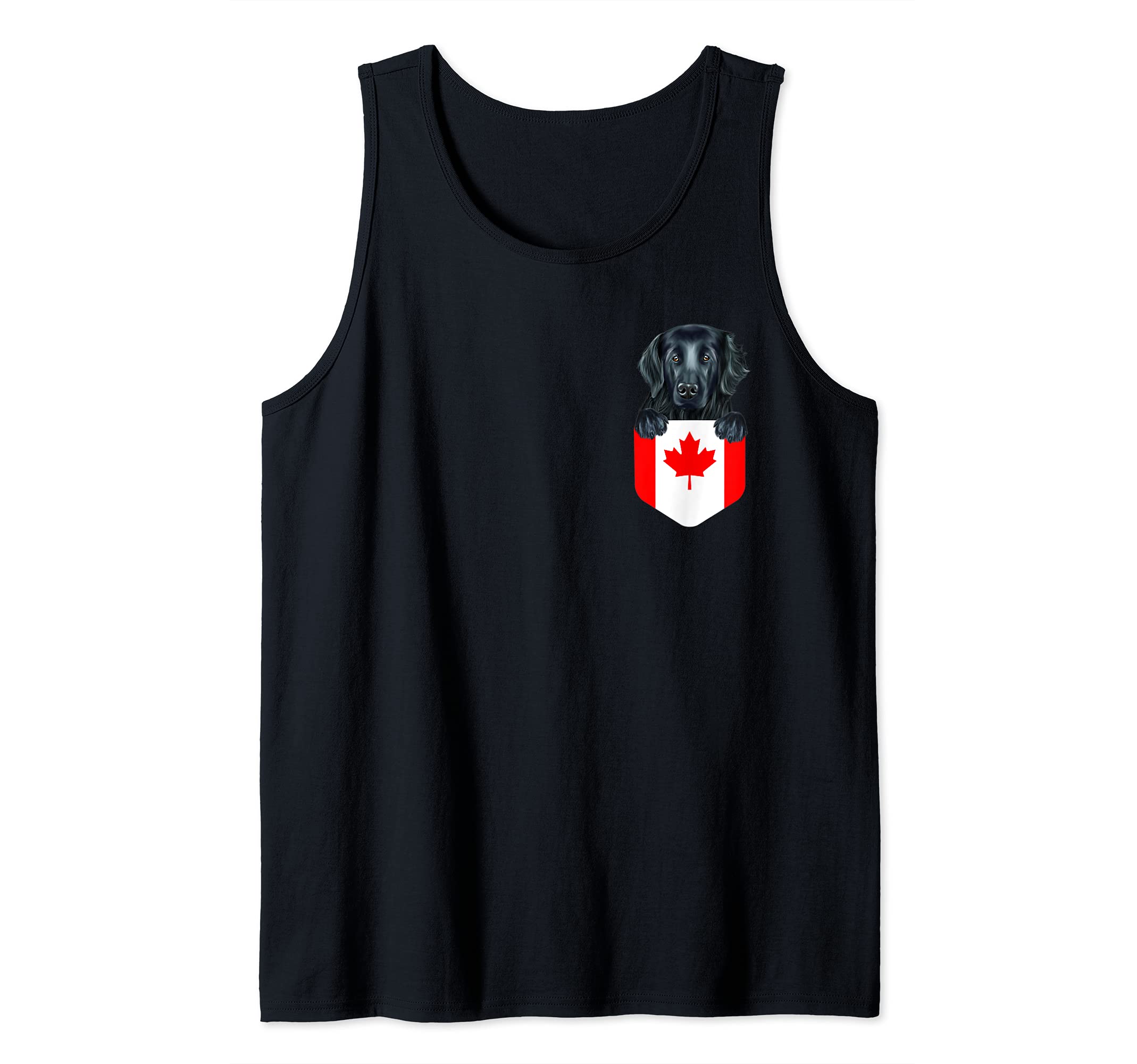 Canada Flag Flat-Coated Retriever Dog In Pocket Tank Top