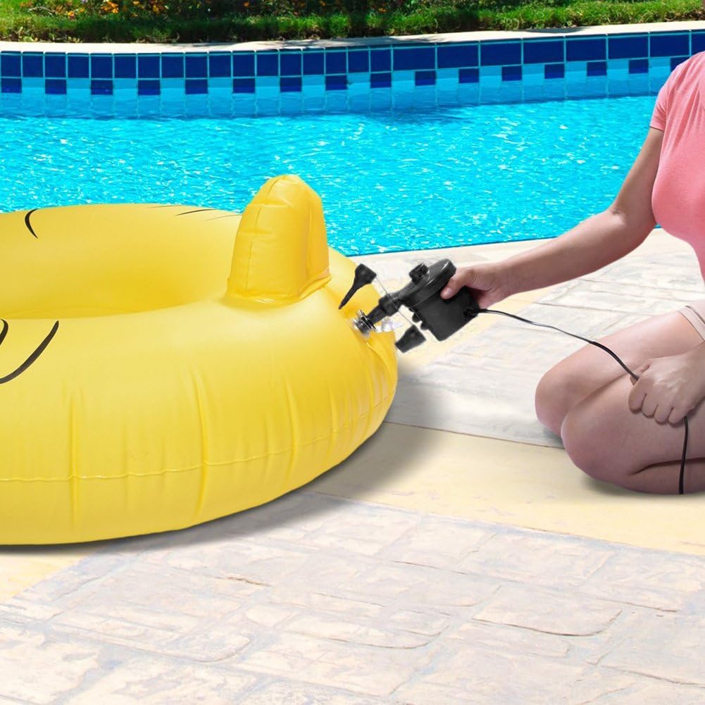 LotFancy Electric Air Pump, 12V DC Air Pump for Inflatables, Portable Inflator/Deflator Pumps for Kayaks, Outdoor Camping, Air Mattress, Air Bed Raft Pool Toys, with 3 Nozzles, Quick-Fill: Sports & Outdoors