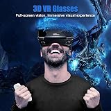Peowuieu VR 3D Glasses Full Screen Headset Adjustable with Gamepad Black view 5