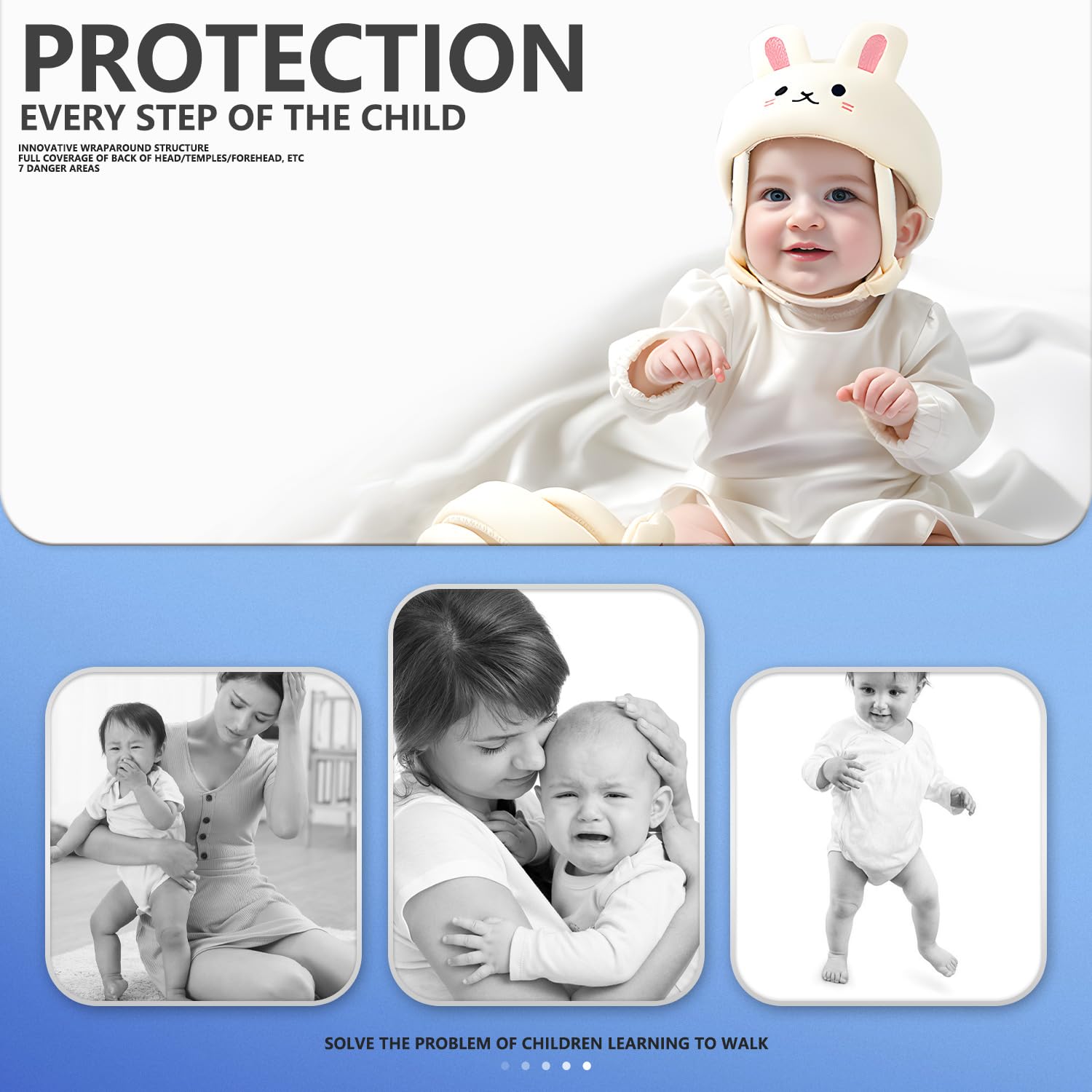 Baby Helmet for Crawling Walking - Adjustable Head Protector with 360° Safety Protection + Breathable Comfort for Learning to Walk