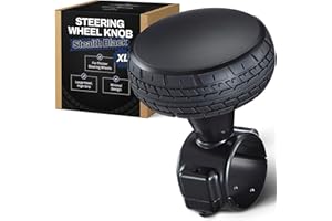 TOP LIFE Steering Wheel Knob XL – Stealth Black Edition, Heavy Duty No-Logo Spinner for Large Wheels (1.42"–1.73"), Smooth Bearings, Comfortable Grip for Trucks, Vans, Pickups, SUVs, Tractors, & Forklifts