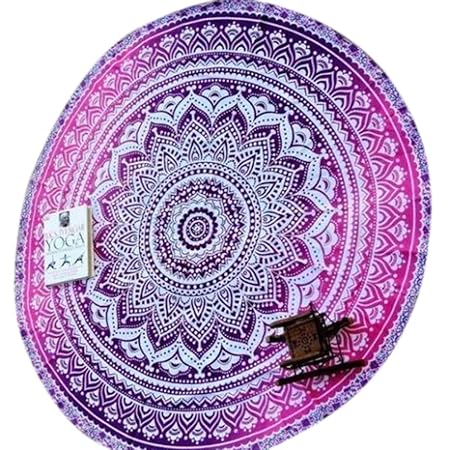 Kanpola Runde Strandtuch Mandala Handwerk Yogamatte Pool Handtuch Campingdecke Picknickdecke Strandlaken Yogamatte (E, 147cm/