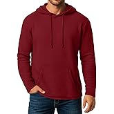 August Alley Men's Big and Tall Hoodies Sweatshirts Long Sleeve Waffle Knit Casual Pullover Drawstring Shirts with Pocket