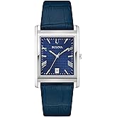 Bulova Men's Classic Sutton 3-Hand Calendar Quartz Leather Strap, Patterned Dial, Sapphire Crystal, 29 x 41mm