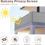 SUNNY GUARD 3'x10' Brown Grey Balcony Privacy Screen Heavy Duty Mesh Windscreen view 2
