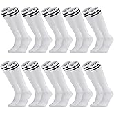 Elfcool 10 Pairs Soccer Socks Stripe Knee High Softball Baseball Team Sports Socks Breathable Football Socks for Men Women