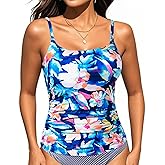 Talisea Women's Tankini Top Only Tummy Control Bathing Suits Top U Neck Swimwear Tops No Bottom