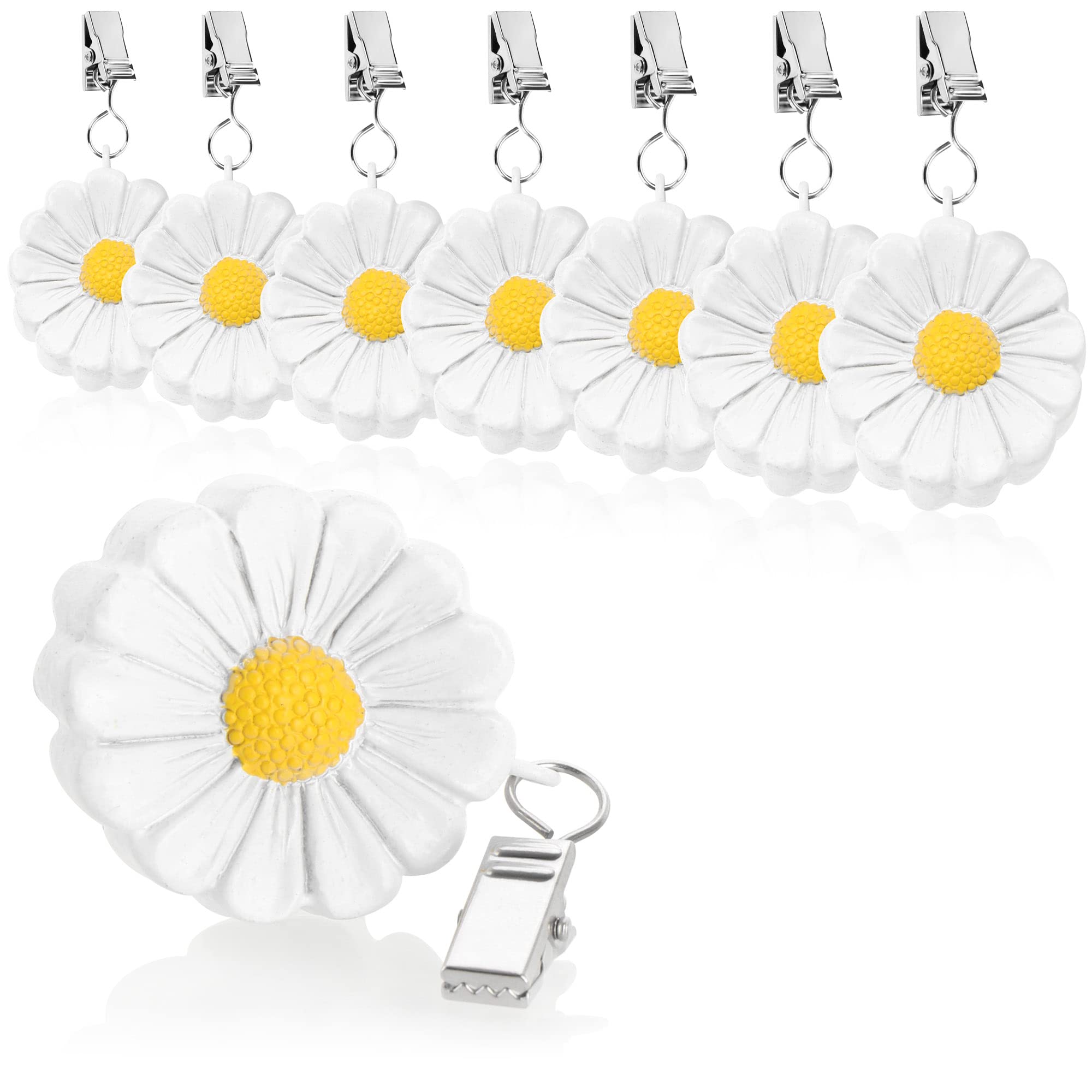 com-four® 8x Tablecloth Weights with Clip - Weatherproof Clips in Flower Design - Approx. 40 g (White - Flowers)