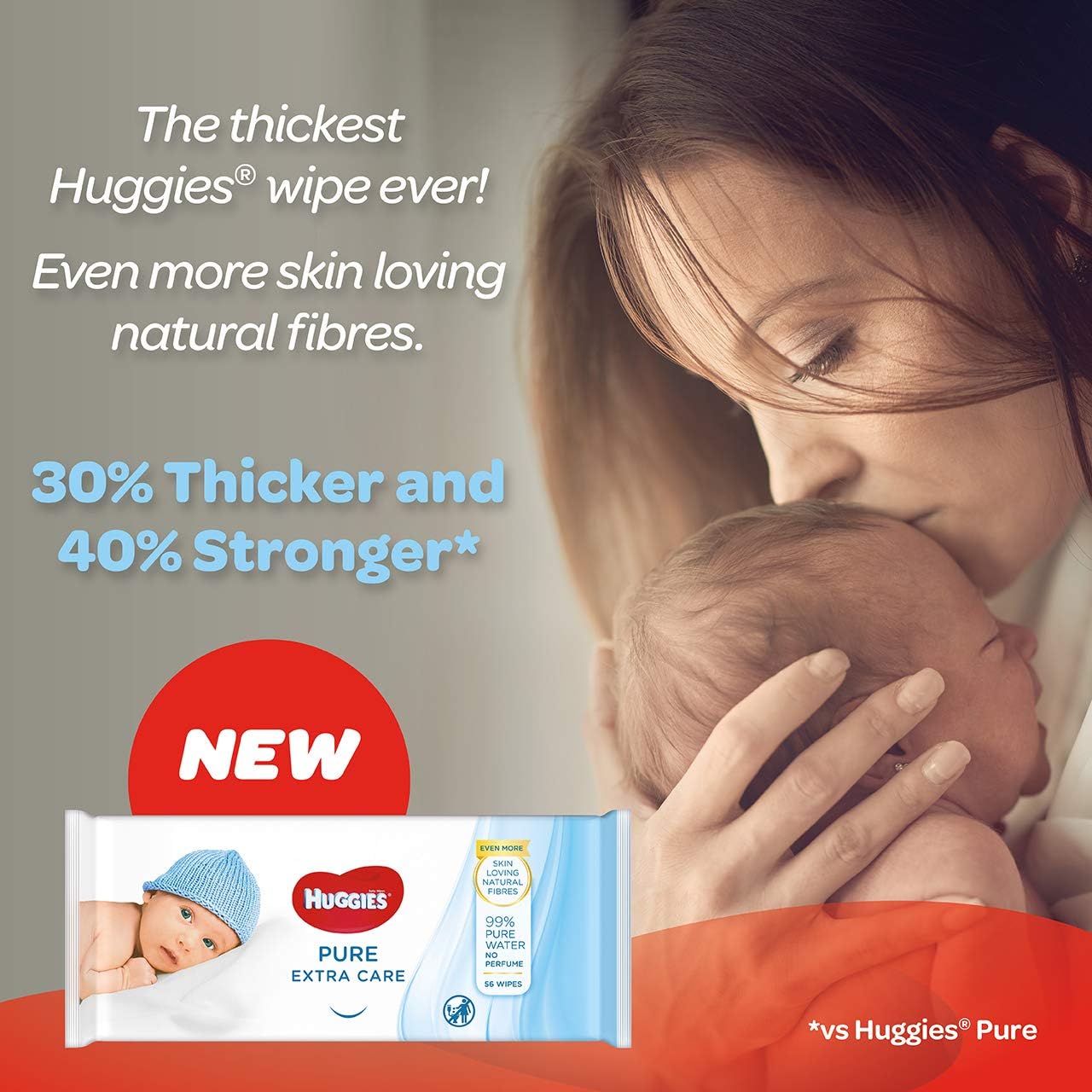 Huggies Pure Extra Care, Baby Wipes, 3 Packs (168 Wipes Total), 99 Percent Pure Water Wet Wipes - Image 3