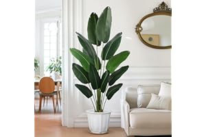 YEPDIN Artificial Bird of Paradise Plant 6 Ft Tall Fake Banana Leaf Plant for Indoors and Outdoors,Faux Palm Tree with Plastic Pot for Office and Home Decor,L180