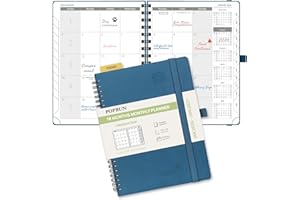 POPRUN Monthly Planner 2026-2027 (Medium 6.5" x 8.5") 18 Months Calendar (Jan 2026 - Jun 2027) - 4 Pages per Month with Expense & Notes, Stair-like tabs, Leather Cover, Sunday Starts - Night Sky Blue