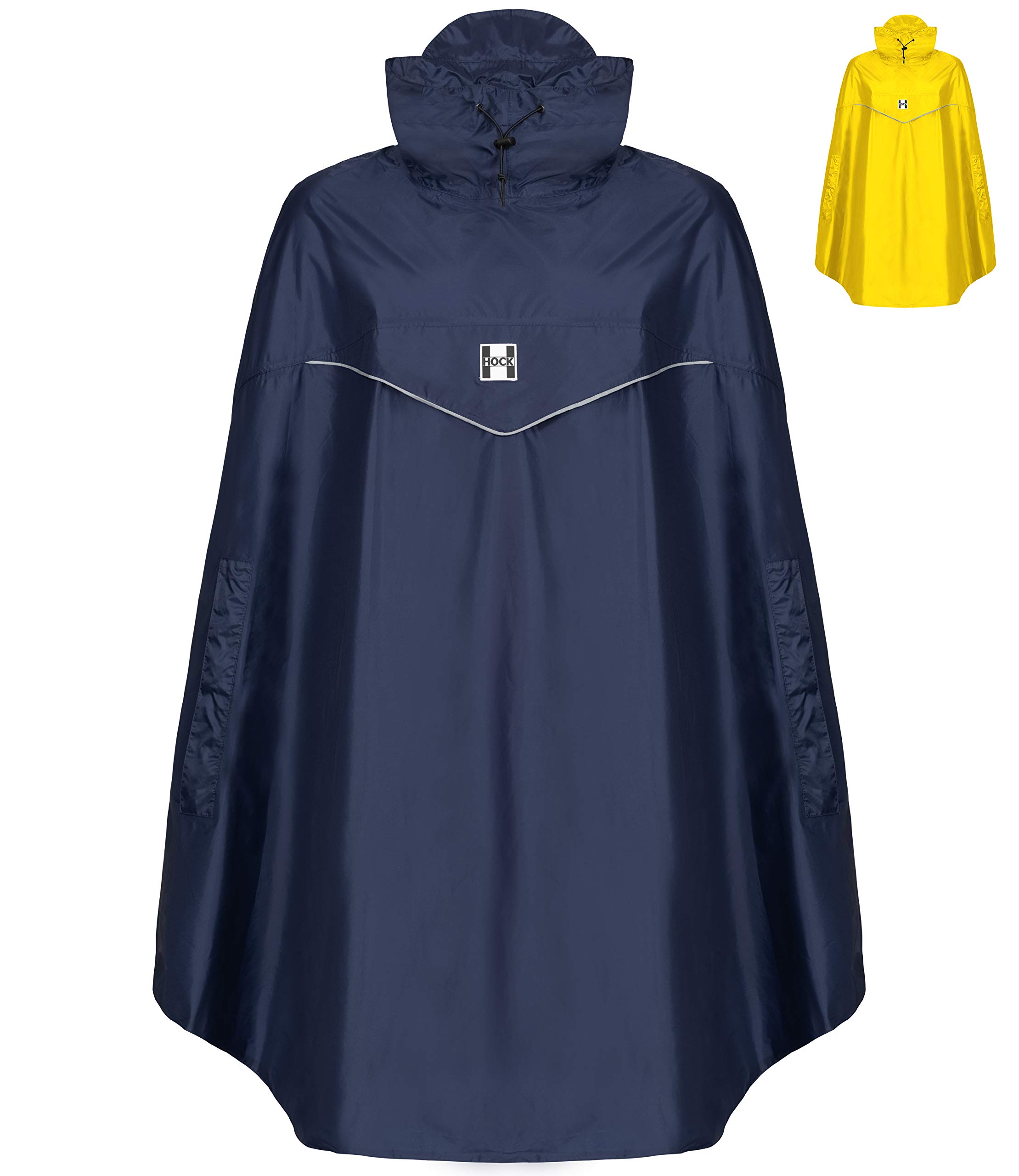 HOCK Bicycle Rain Poncho 'Rain Light', the 'Everyday Poncho' with Hood and Side Arm Opening, navy, L (bis 165cm Körpergröße)