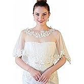 MisShow Women's Lace Appliques Shawls Wedding Bridal Cape Shoulder Covers Bolero