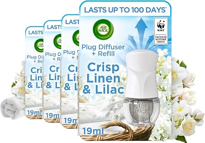 Air Wick Essential Oils Air Freshener Plug In Kit Crisp Linen Lilac 19 ml Pack
