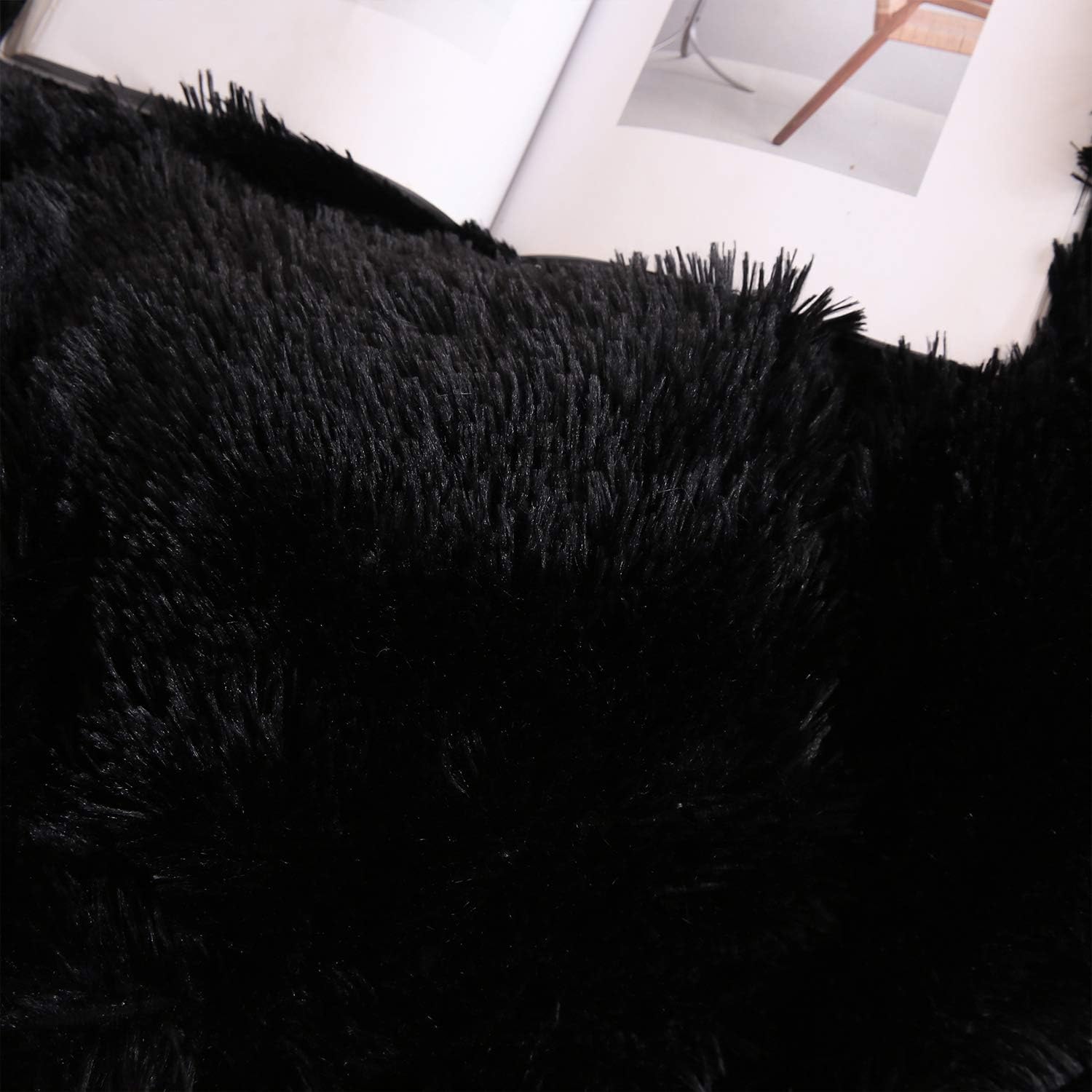 XeGe Plush Shaggy Duvet Cover Luxury Ultra Soft Crystal Velvet Bedding 1PC(1 Faux Fur Duvet Cover),Zipper Closure (Queen, Black): Kitchen & Dining
