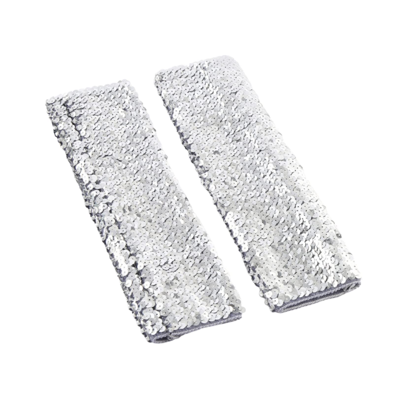 CHENGZI Sequin Arm Sleeve Sequin Stage Elastic Arm Sleeve Shiny Stretchy Elbow Cuffs for Performance Cosplay (Silver)
