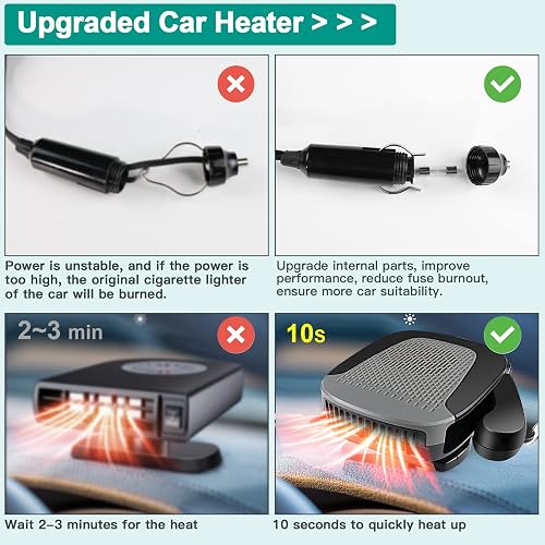 car heater that plugs into cigarette lighter Lighter, 12v Portable Car Heaters for Vehicle, 2 in 1 Fast Heating & Cooling Fan, Rotary Base Car Heater Installation is a breeze just insert it into the cigarette holder and use the self car heater plug in cigarette